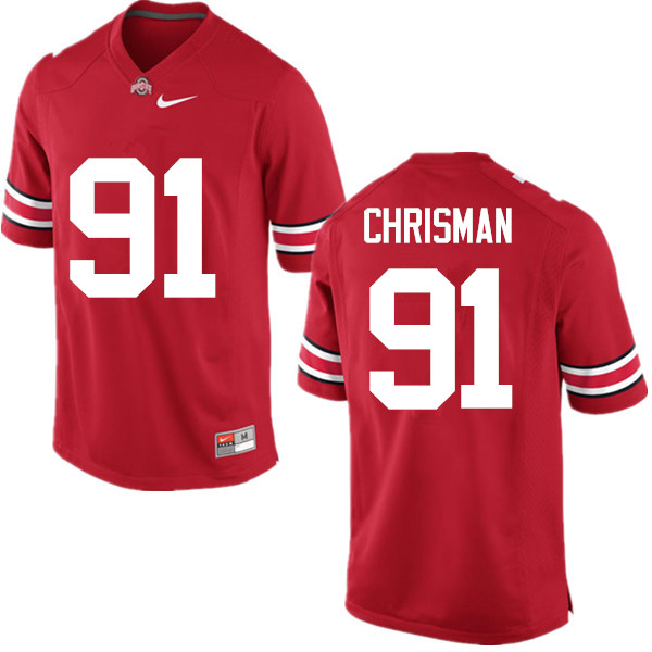 Ohio State Buckeyes #91 Drue Chrisman College Football Jerseys Game-Red